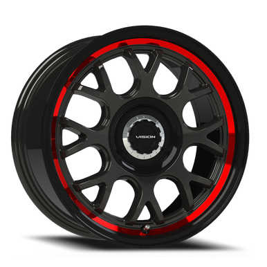 Vision Alpine 478 Wheel 20x8.5 5x112 & 5x120 Gloss Black With Red Tinted Brushed Lip 35mm clearance sale