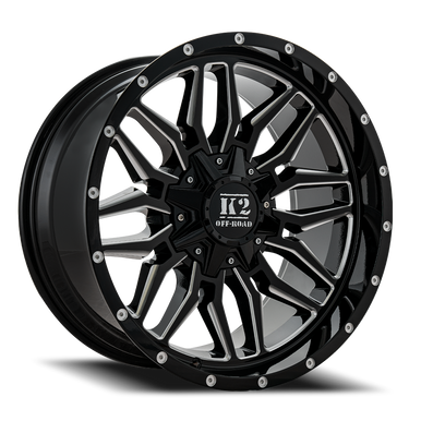 K2 Rage K16 Wheel 20x9 5x139.7 & 5x150 Gloss Black Milled 0mm