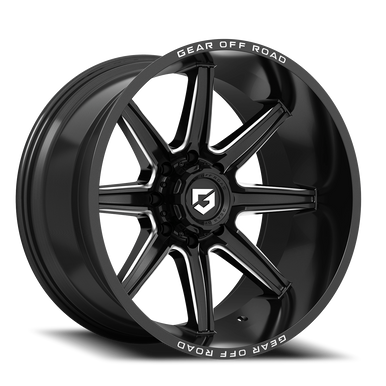 Gear Off Road 765Bm Wheel 20x10 5x127 & 5x135 Gloss Black w/ Milled Accents & Lip Logo -19mm special