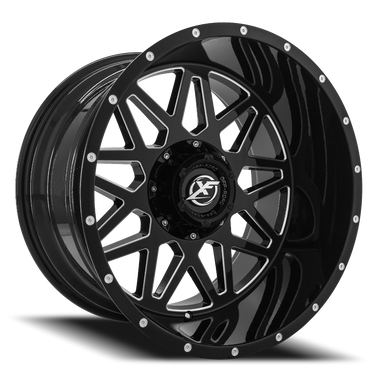 Xf Off-Road Xf-211 Wheel 26x14 5x127 & 5x139.7 Gloss Black & Milled -76mm - MINIMUM PURCHASE OF 4 WHEELS clearance sale