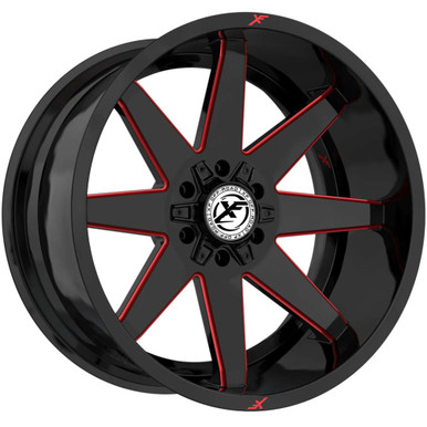 Xf Off-Road Xf-236 Wheel 20x9 5x127 & 5x139.7 Gloss Black & Red Milled 0mm online hot sale